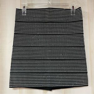 Pleasure Doing Business Black White Dotted Bandage Skirt,  Sz M